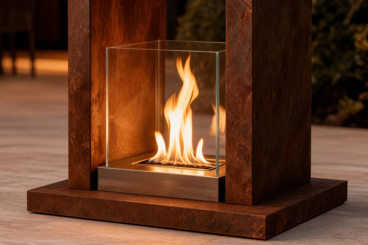 Vertikale Feuerstelle Pharos Corten