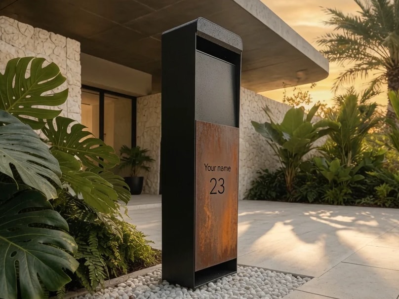 Limentis · Corten steel mailbox, engraved with your name