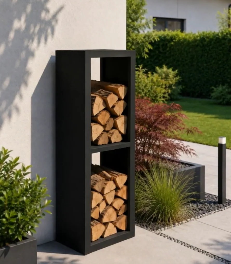 2-Tier Aluminum Column Firewood Rack