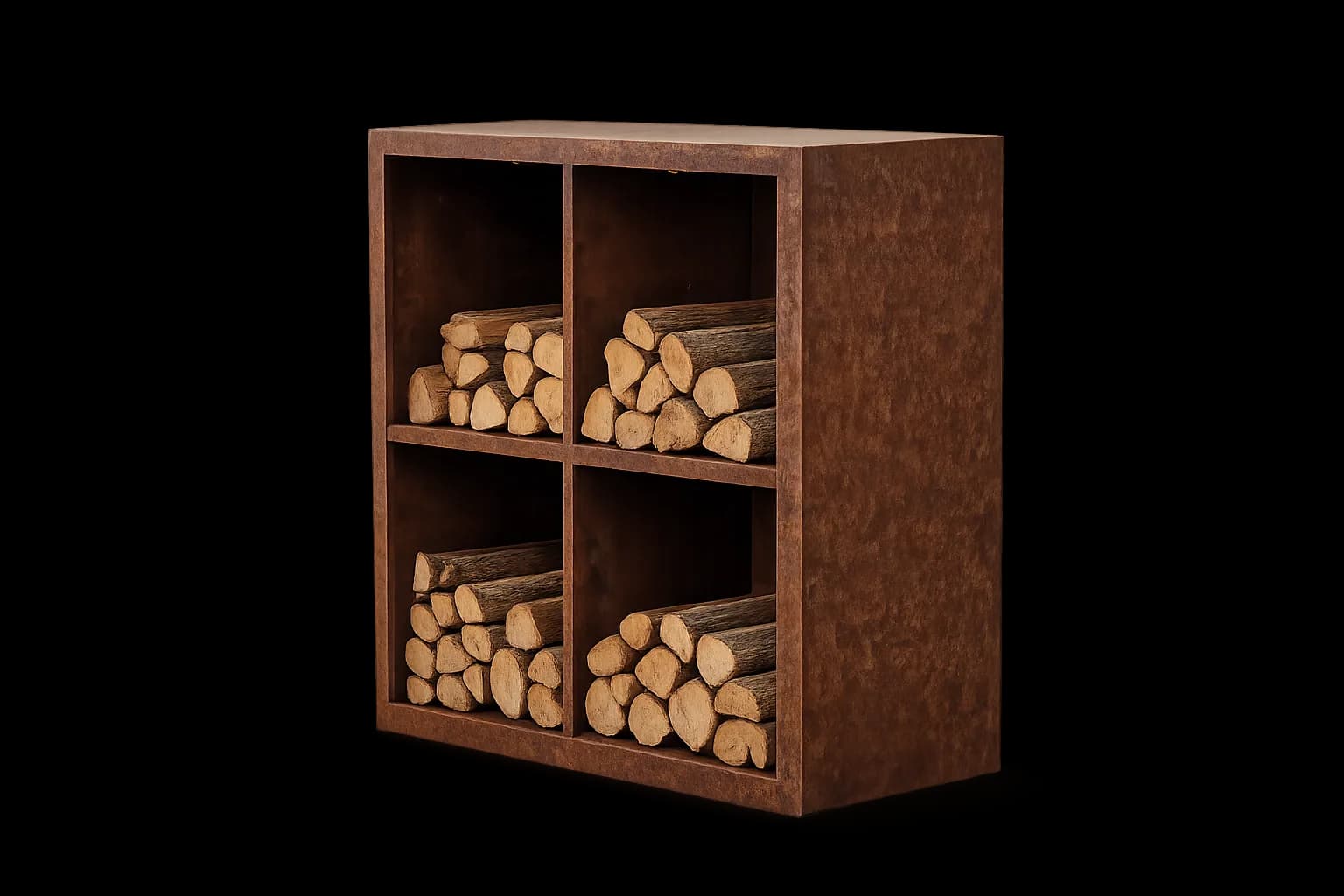 Corten 4-Compartment Log Rack