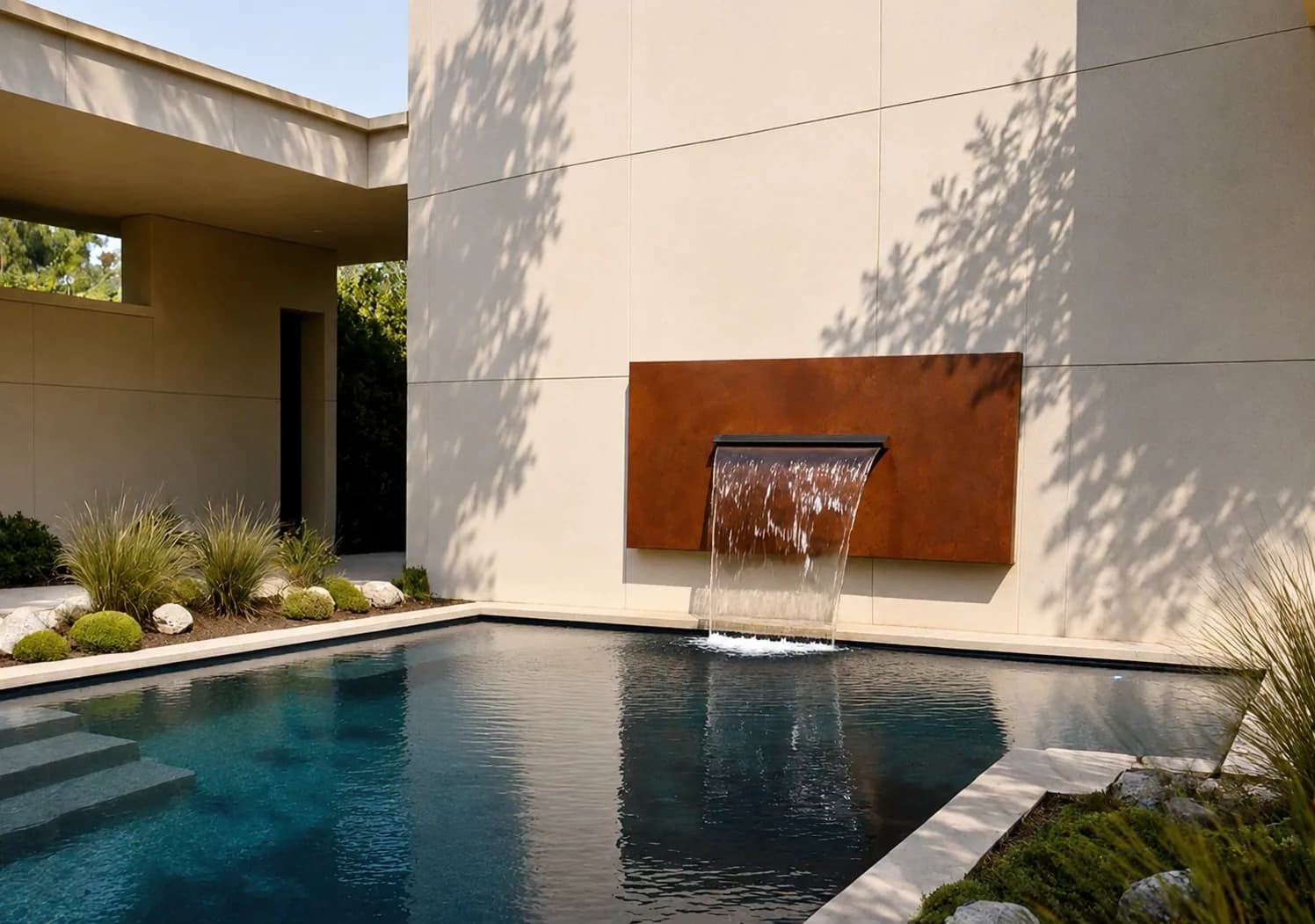 Muro de agua «Célestin Corten», acabado