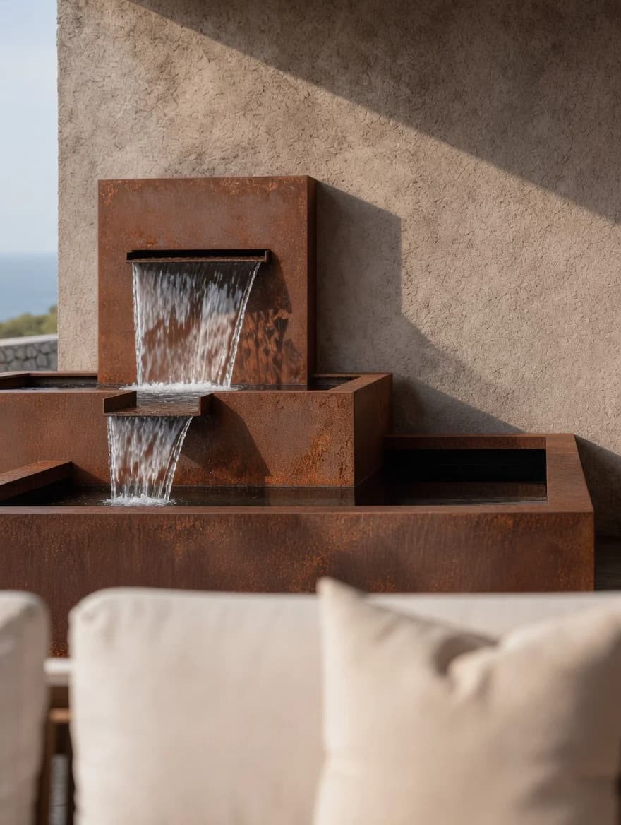 Fontana a cascata Nereida in Corten