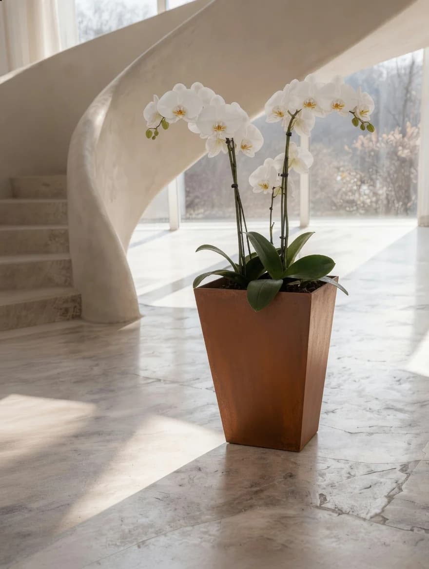 Quadratischer, sich nach oben erweiternder Blumentopf „Daphné“ aus Cortenstahl