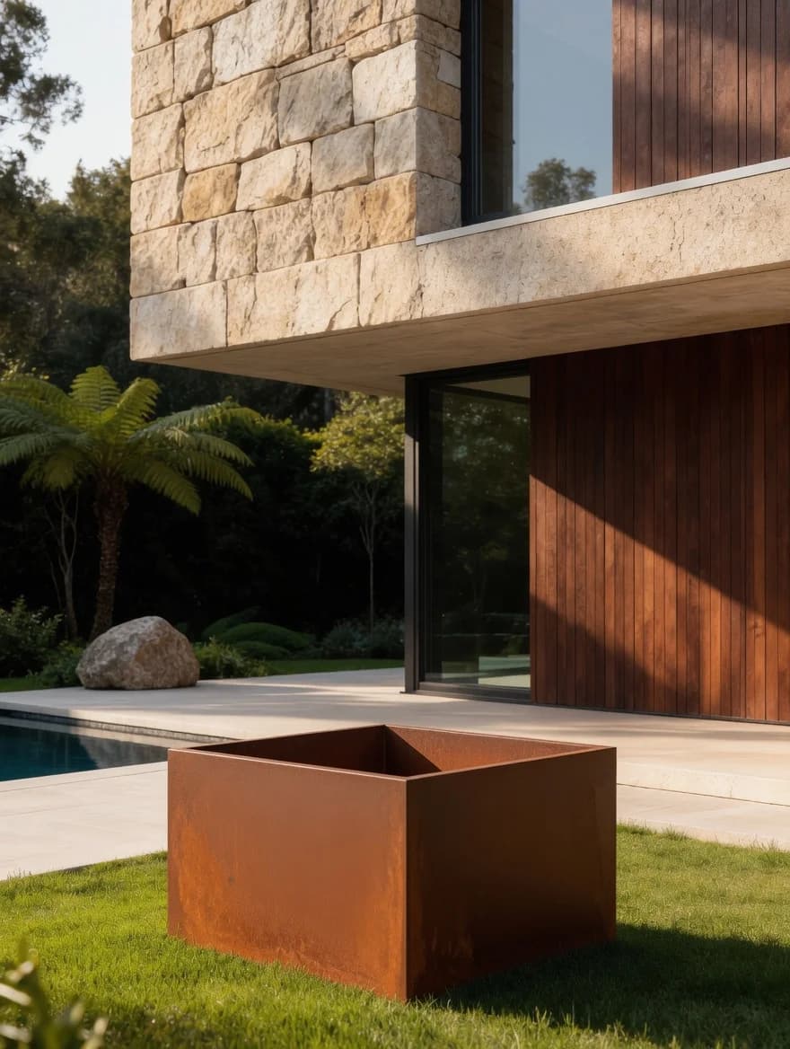 Contenitore quadrato senza fondo Rhéa Corten
