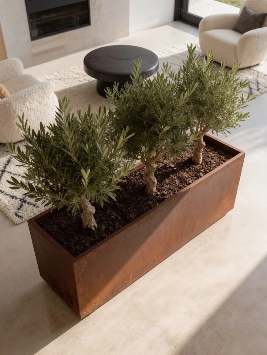 Vaso rettangolare per piante Déméter in Corten
