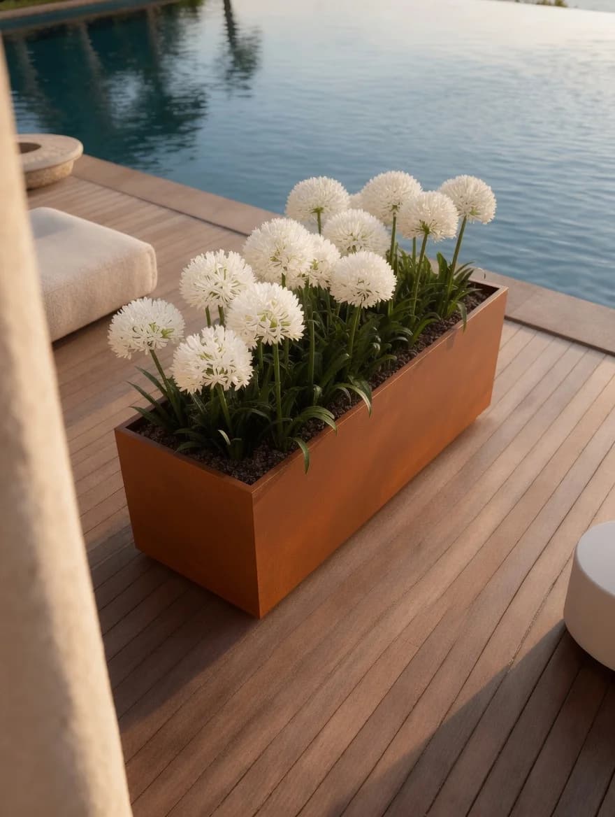 Vaso rettangolare per piante Déméter, 1,5 mm, in acciaio Corten