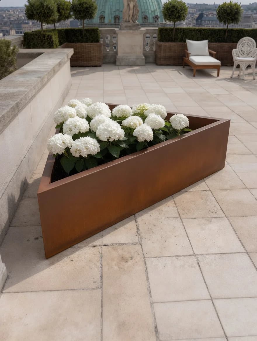 Jardinera triangular Iris Corten