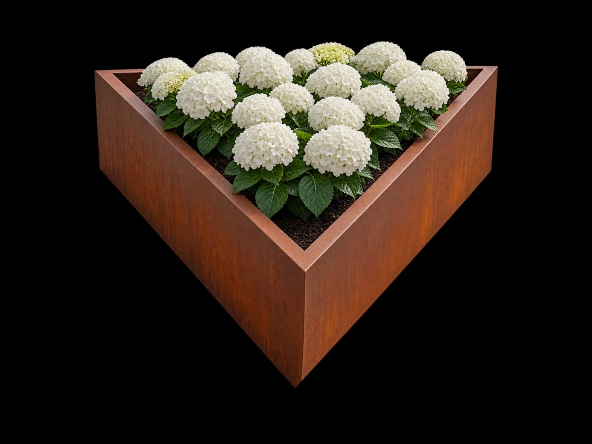 Jardinera triangular Iris Corten