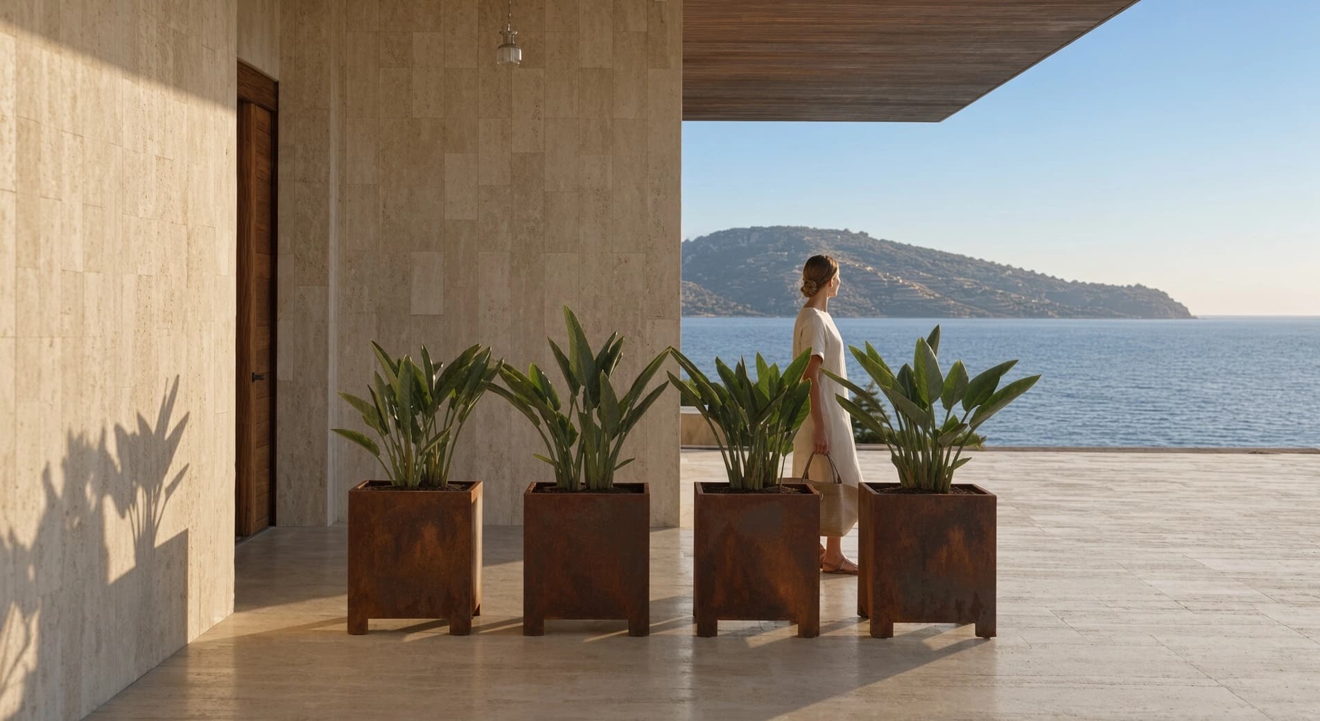 Thalie, jardinière en acier Corten aux nuances singulières