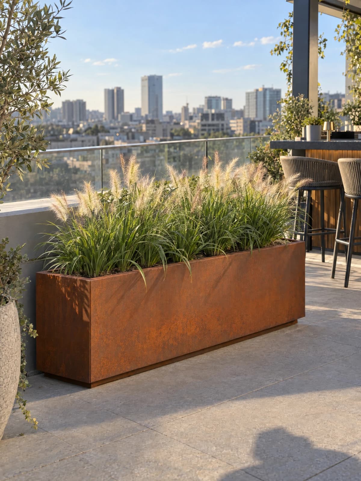 Déméter Rectangular Planters, 1.5 mm Corten Steel