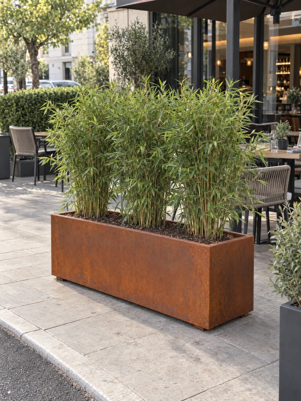 Bac à plantes rectangulaire Déméter Corten