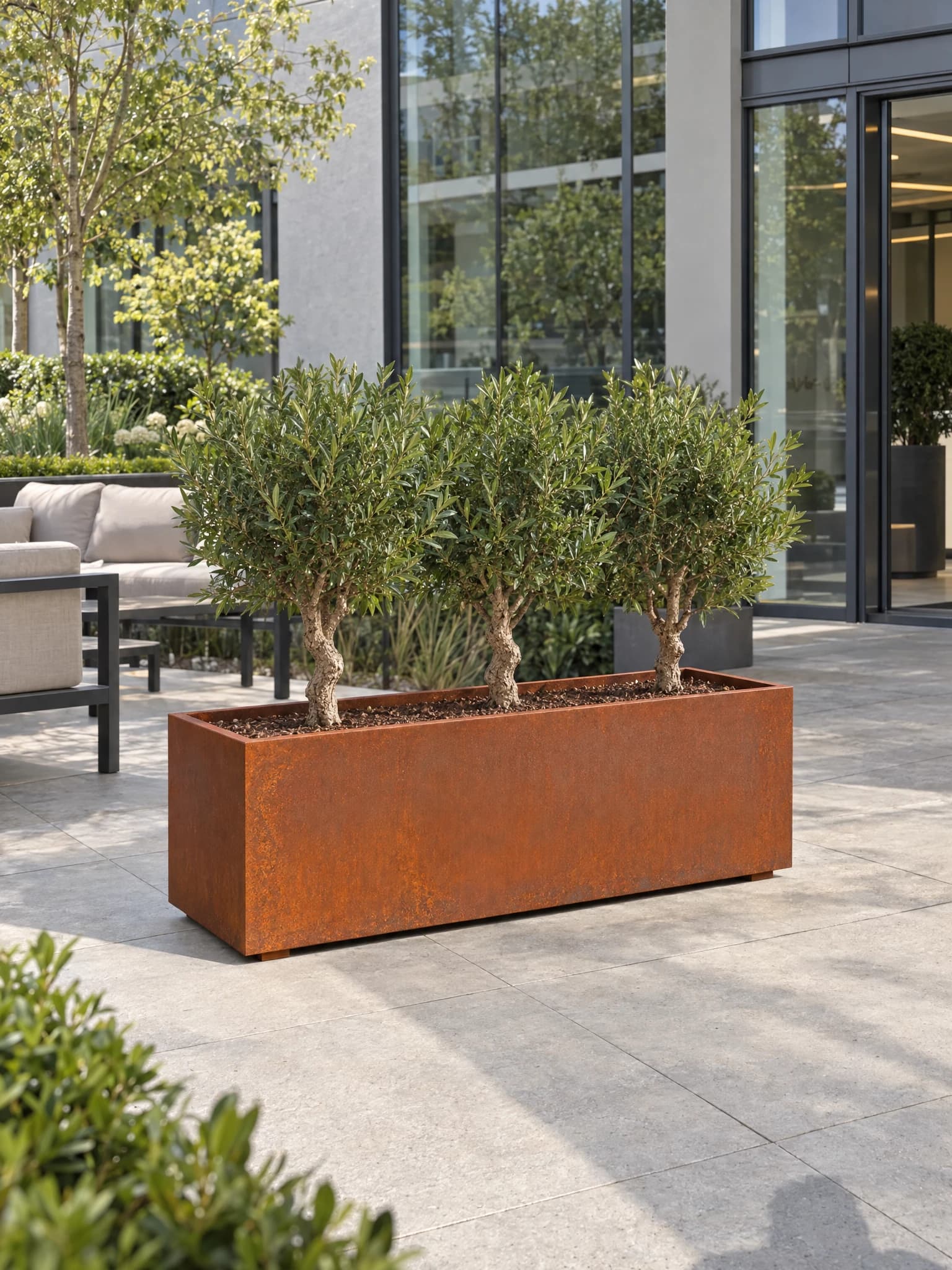 Déméter · Jardinière rectangulaire en acier Corten 2 mm, finition